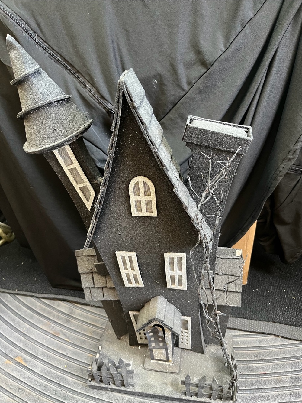 RAZ Imports Lighted Cardboard Haunted House Black Halloween Decor… 22x5x10”. Bla